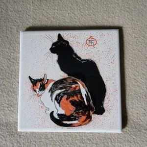 Vintage Ceramic Tile of T.A. Steinlen's Two Cats - Museum of Fine Arts Boston